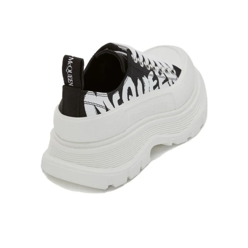 Alexander McQueen Tread Slick Low Top Casual Shoes Women's Black White-3