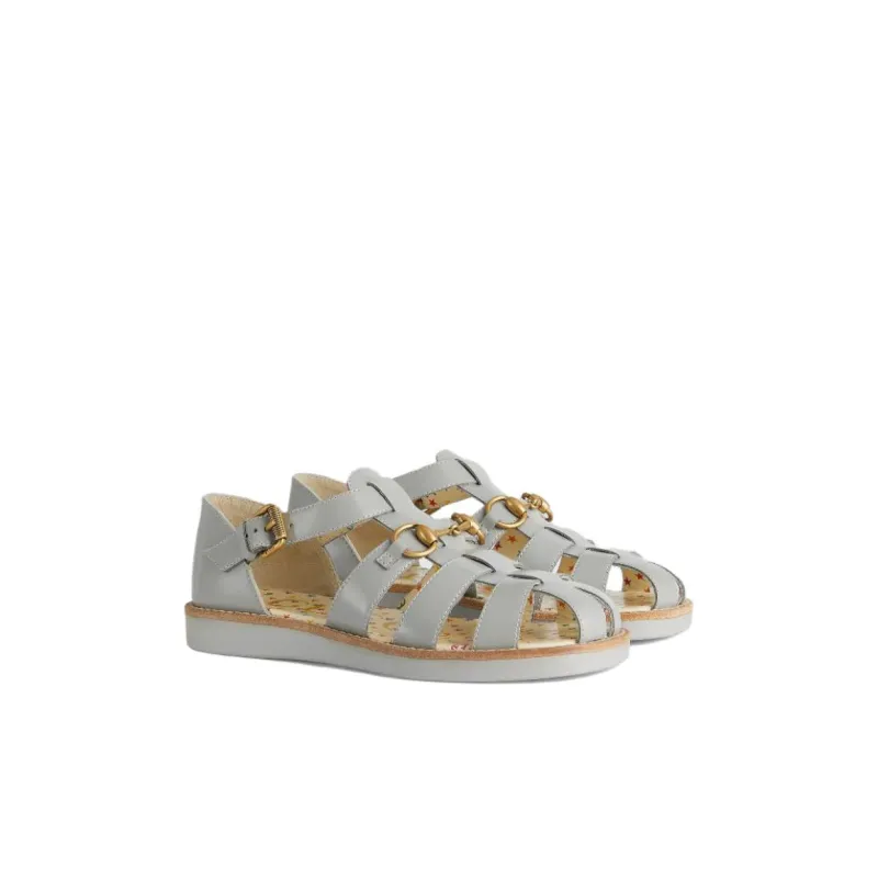 GUCCI Horsebit Children's Sandals Gray Kids'-2