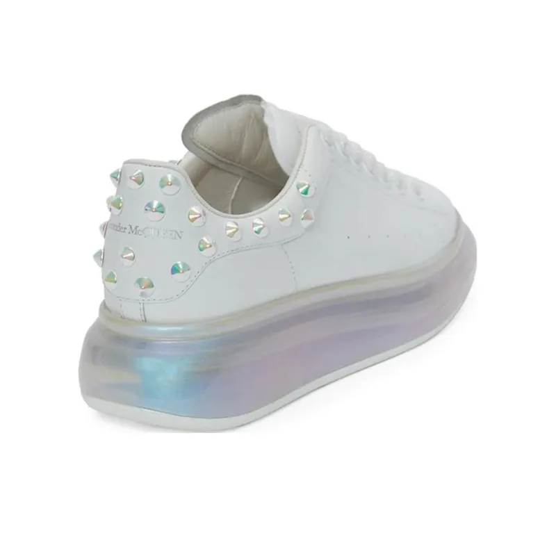 Alexander McQueen Cushioned Slip Resistant Abrasion Resistant Breathable Low Top Running Shoes Women's White-4
