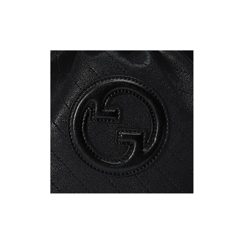 GUCCI Blondie Leather Bucket Bags Shoulder Bag Crossbody Bag Handbag Mini Women's Black-7