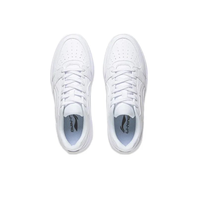 LiNing Acer Truncatum Slip Resistant Cushioning Wear Resistant Height Increasing Low Top Skateboard Shoes Men's White-3