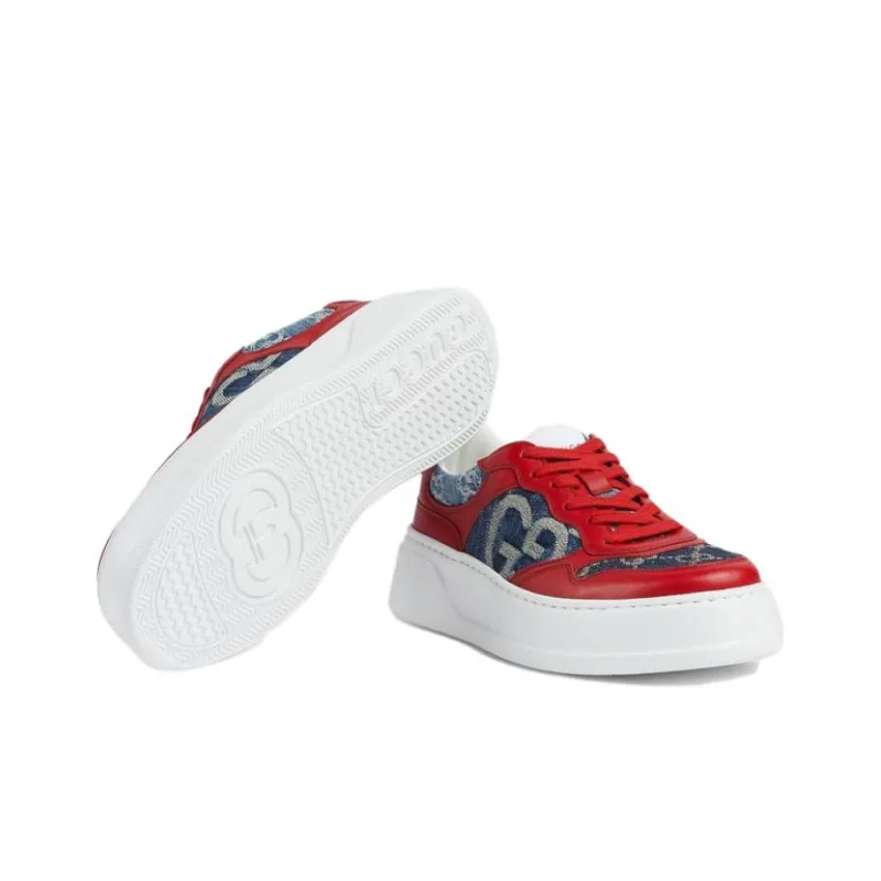 GUCCI Low Top Casual Shoes Women's Red Blue-4