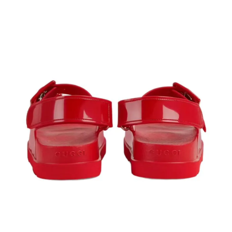 GUCCI Mini Double G Sandal Red Rubber Women's-4