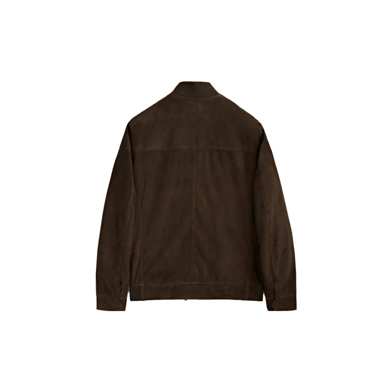 Massimo Dutti Leather Jackets Men Persimmon Green-1