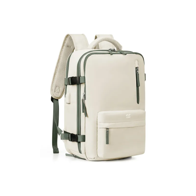 QING QI ZHE Fabric Travel Bag Backpack Regular Unisex Beige White Green/Beige White Brown-2