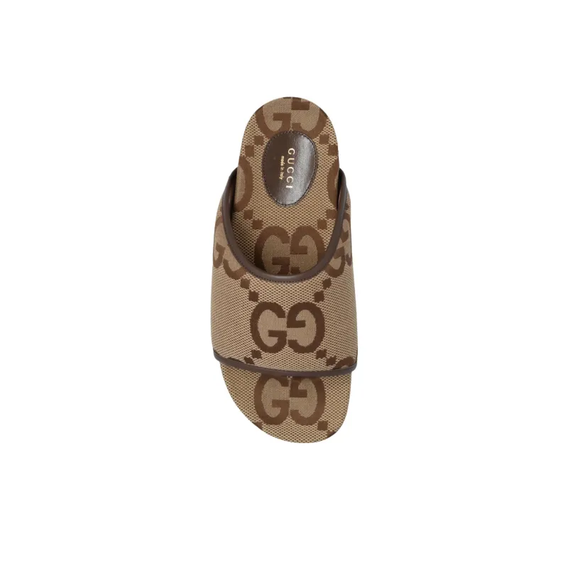 GUCCI Women's Jumbo Gg Platform Slide 'Camel Ebony Monogram' Women's-4