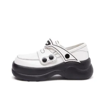 Cabbeen Girlish Wind Loafers Women's Quartz White