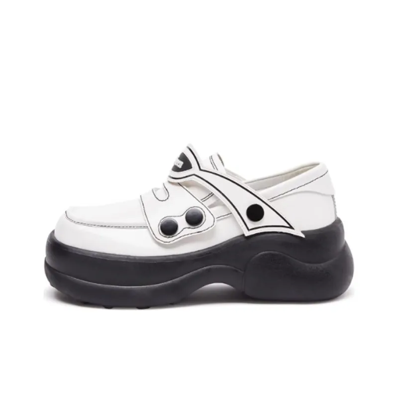 Cabbeen Girlish Wind Loafers Women's Quartz White-0