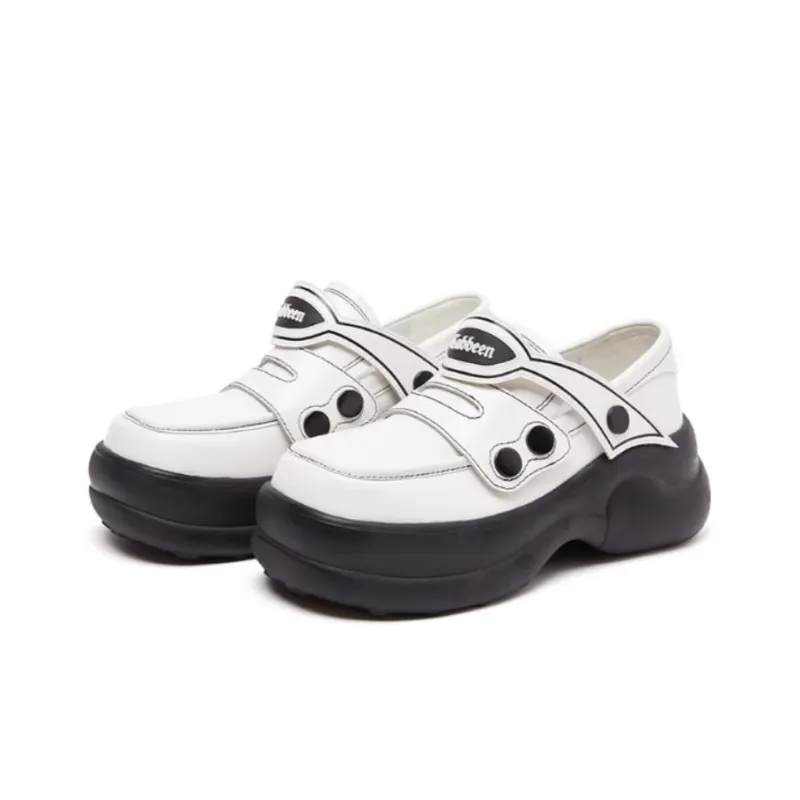 Cabbeen Girlish Wind Loafers Women's Quartz White-4