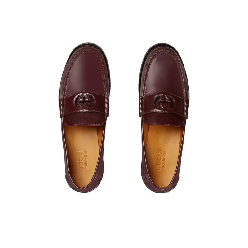GUCCI Interlocking Men's Casual Shoes Men's Burgundy-2