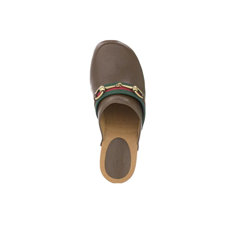 GUCCI Horsebit-detail Wooden-sole Clogs-4