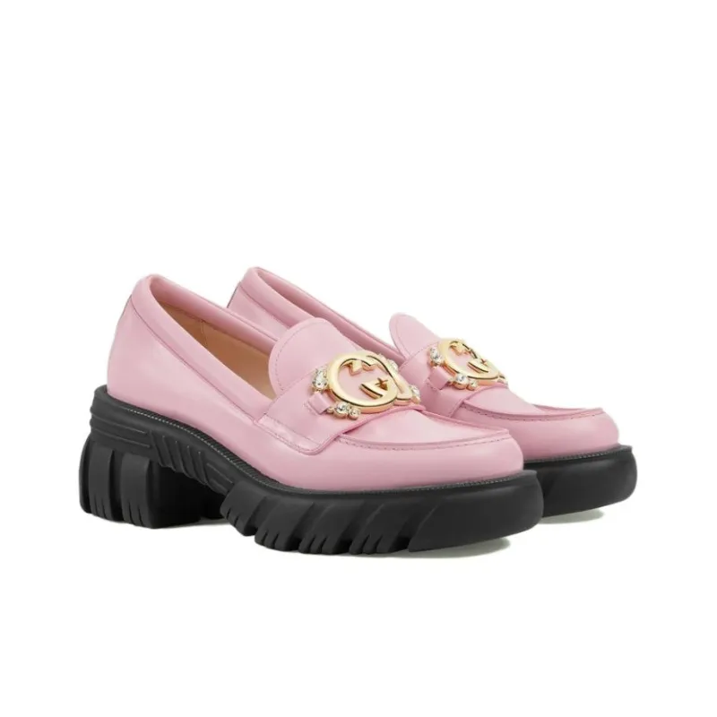 GUCCI Interlocking Platform Shoes Women's Pink-2