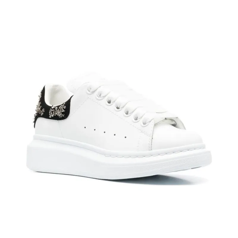 Alexander McQueen Oversized Sneaker Low Top Stylish Skateboarding Shoes Women's White Black-2