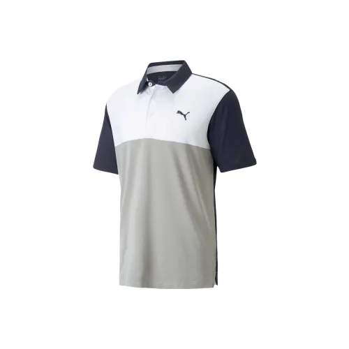 PUMA Cloudspun Colourblock Polo Shirts Men Marine Blue