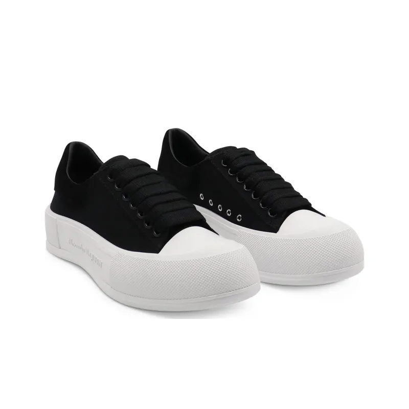 Alexander McQueen Deck Skate Plimsoll Lace Up Black Women's-2