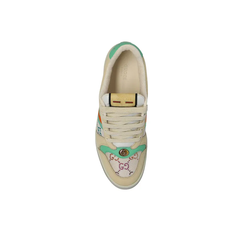 GUCCI Women's Screener 'GG Crystals Beige Green Orange' Women's-4