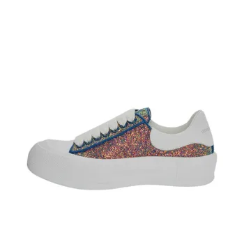Alexander McQueen Glitter Low Top Sneakers Petrol Blue White Women's