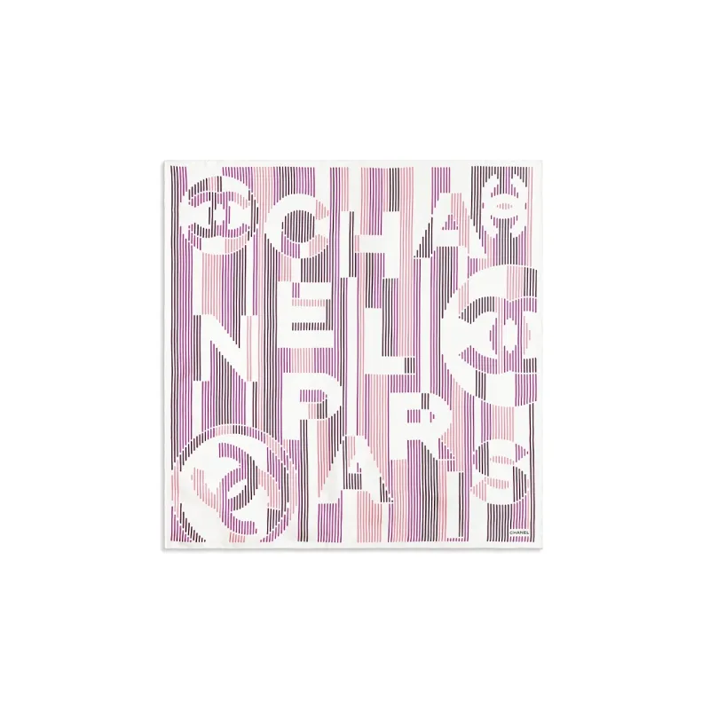 CHANEL Silk Scarves Women's Pink Purple Stripes Color Scheme-0