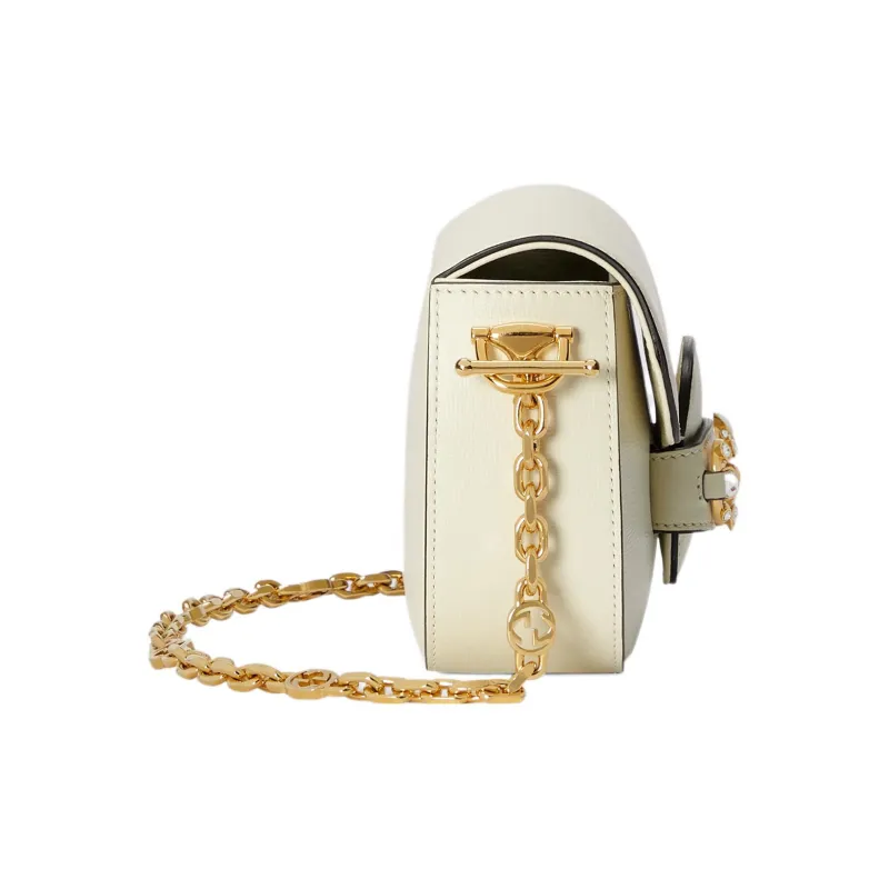 GUCCI Horsebit 1955 Leather Shoulder Bag Baguette Bag Crossbody Bag Shoulder Bag Women's White-2