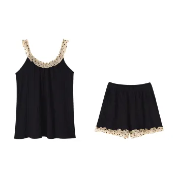 X QINGE Pajama Set Summer Women's Black