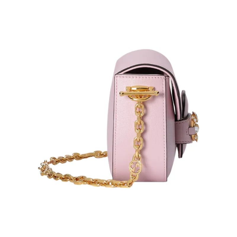 GUCCI Horsebit 1955 Leather Shoulder Bag Baguette Bag Crossbody Bag Shoulder Bag Women's Pink-3