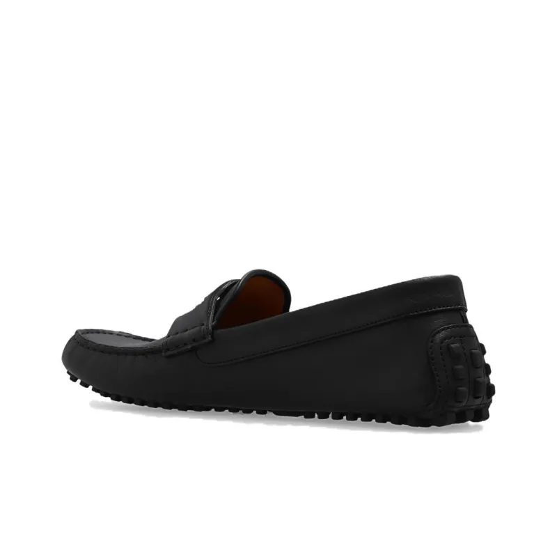 GUCCI Interlocking G-plaque Leather Loafers-3