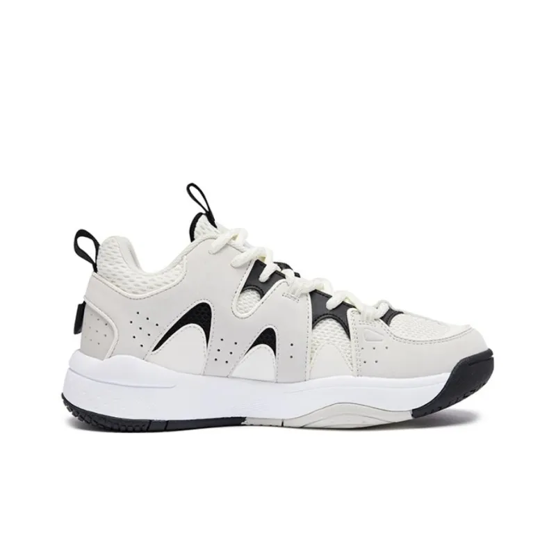 QIAODAN Anti Slip Wear Resistant Mid Top Basketball Shoes Women's White-1