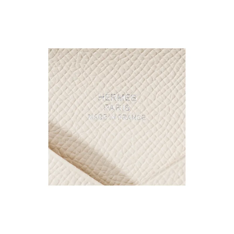 HERMES Calfskin Card Holder Women's Milkshake White-5