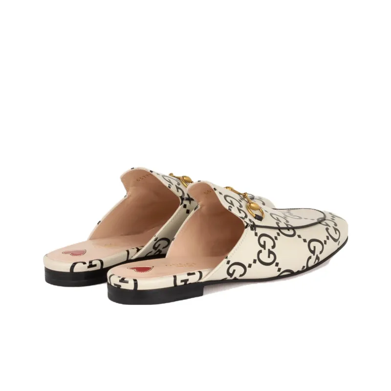 GUCCI Princetown Slipper White Gg Debossed Leather Women's-3
