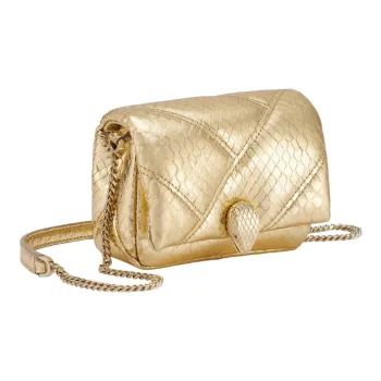 BVLGARI Serpenti Cabochon Python Skin Shoulder Bag, Crossbody Bag Mini Women's Gold
