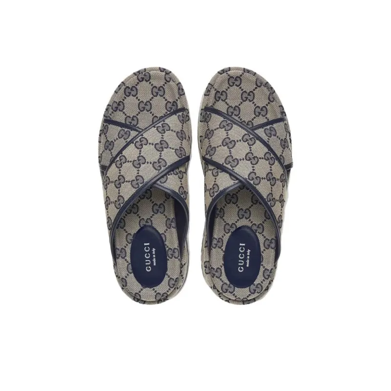 GUCCI Women's Gg Platform Slide Sandal 'GG Motif Beige Blue' Women's-3