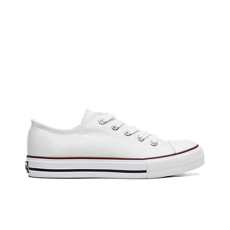 Warrior Durable Breathable Lightweight Low Top Canvas Shoes Unisex White-1