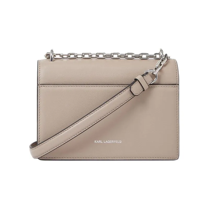 KARL LAGERFELD Cow Leather Crossbody Bag, Shoulder Bag Trumpets Women's Beige-2