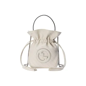 GUCCI Blondie Leather Bucket Bag, Shoulder Bag, Crossbody Bag, Handbag Mini Women's White