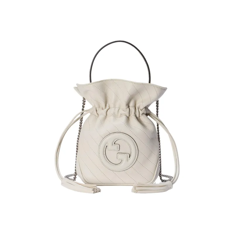 GUCCI Blondie Leather Bucket Bag, Shoulder Bag, Crossbody Bag, Handbag Mini Women's White-0