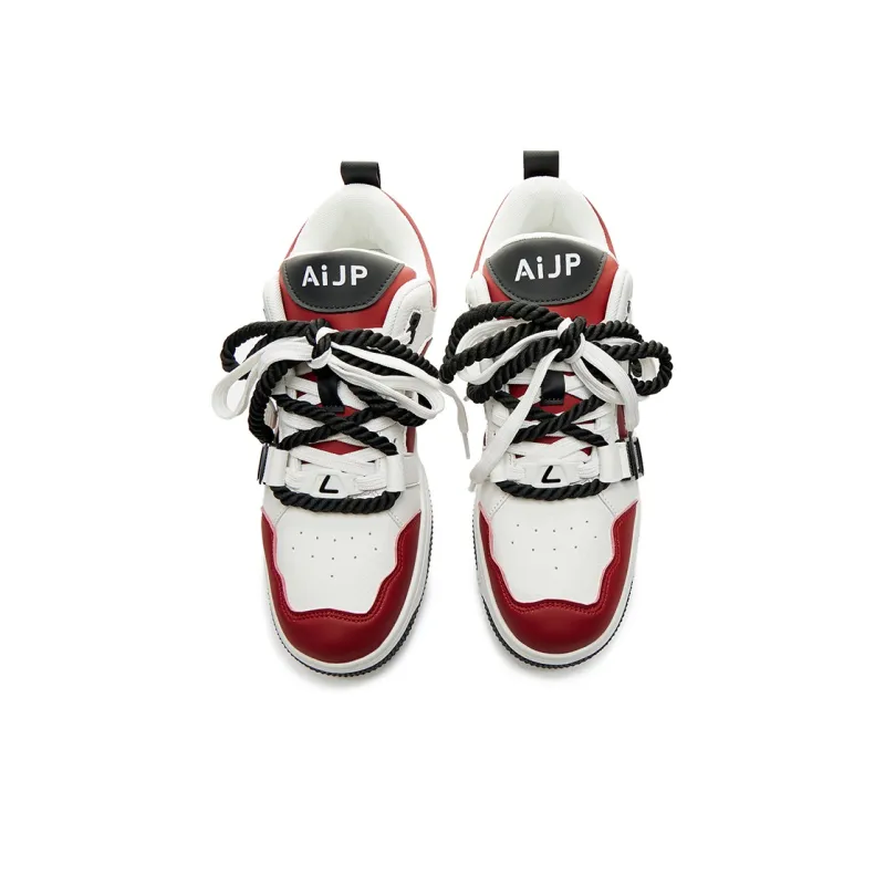 LAZY BONS x AiJP Abrasion Resistant Slip Resistant Low Top Skateboard Shoes Unisex White Black-15