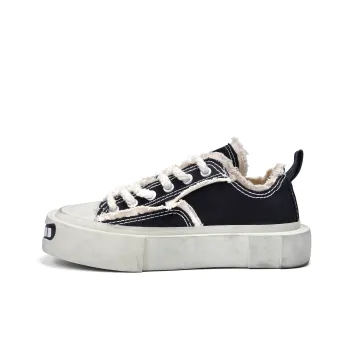 CROOKED CARD Anti-Slip And Wear-Resistant Breathable Low-Top Canvas Shoes Unisex Black