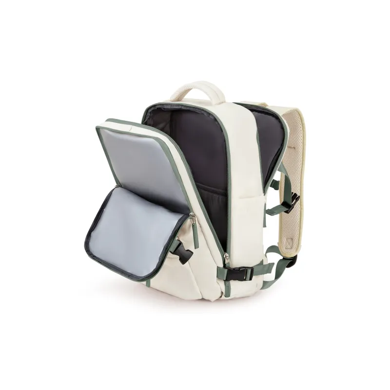QING QI ZHE Fabric Travel Bag Backpack Regular Unisex Beige White Green/Beige White Brown-3