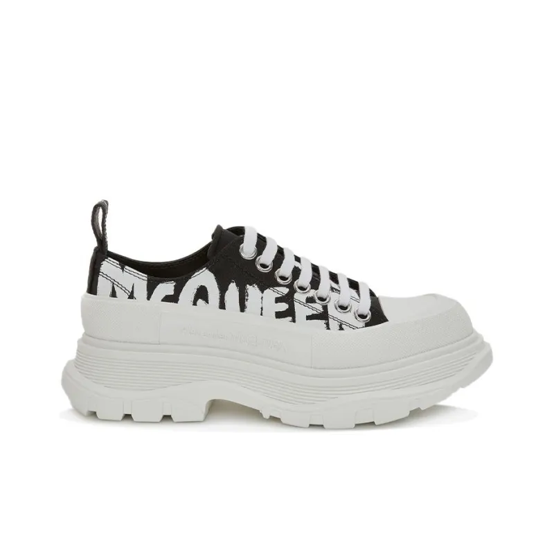 Alexander McQueen Tread Slick Low Top Casual Shoes Women's Black White-1