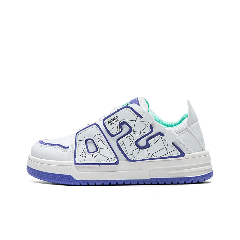 RENBEN Cushioning Wear Resistant Low Top Skateboard Shoes Women's White Purple-0