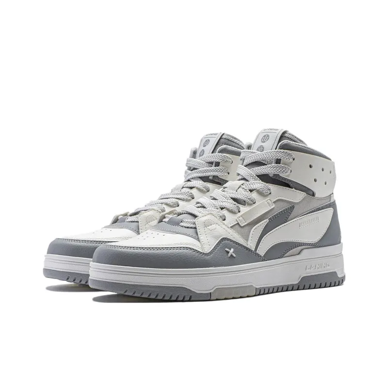 LiNing Yamahara 2.0 Anti Slip Wear Resistant High Top Skateboard Shoes Men's Gray White-2
