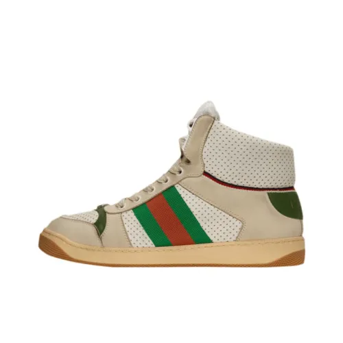 GUCCI Screener Skateboard Shoes Men High-Top White/Green