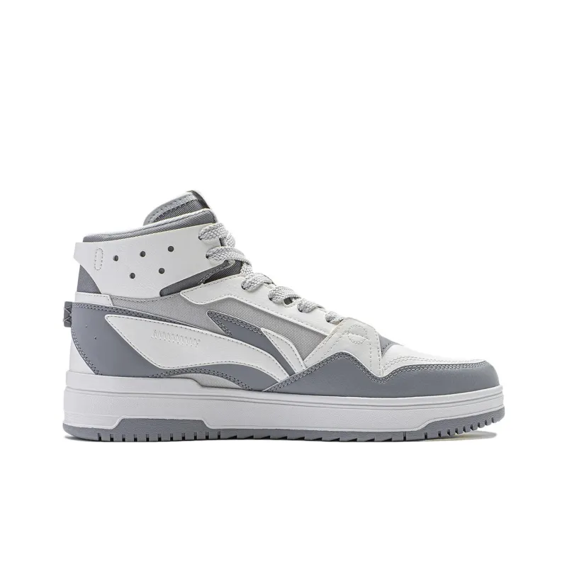 LiNing Yamahara 2.0 Anti Slip Wear Resistant High Top Skateboard Shoes Men's Gray White-1