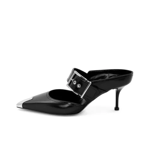 Alexander McQueen Punk Buckle 40mm Leather Mules