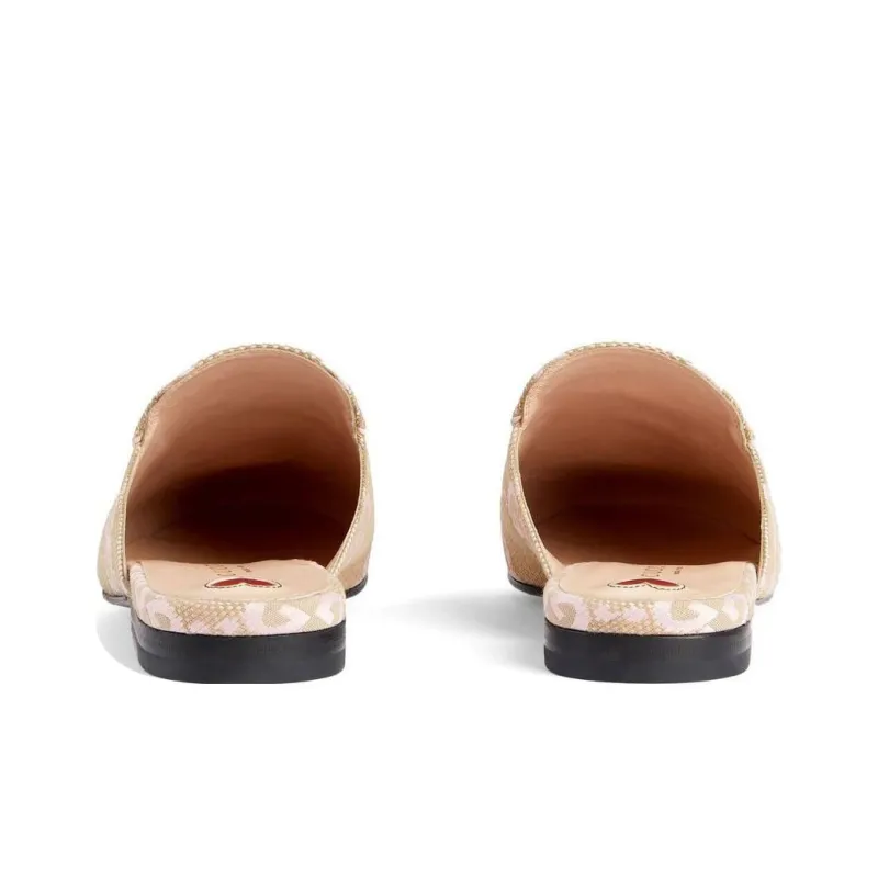 GUCCI Jumbo GG Princetown Slipper Beige Light Pink Canvas-4