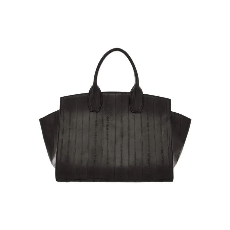 FERRAGAMO Studio Eel Skin Handbag Large Size Women's Black-4