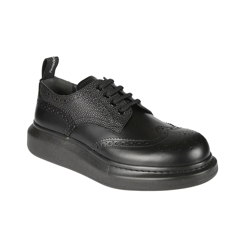 Alexander McQueen Brogue Detailed Lace Up Derby Shoes-2
