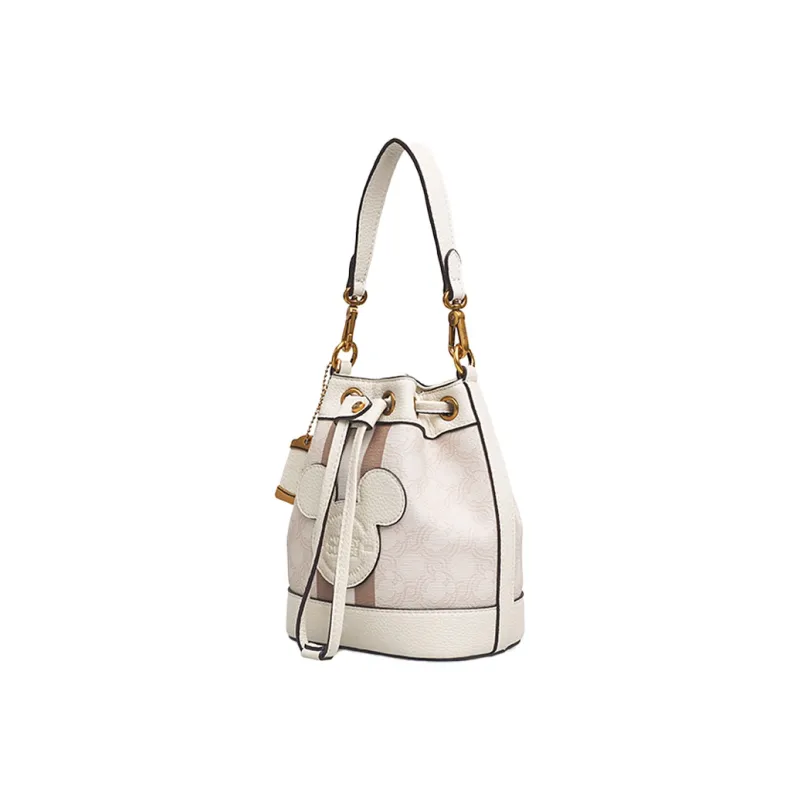 Disney Leather Bucket Bags Shoulder Bags Women's Ecru-2