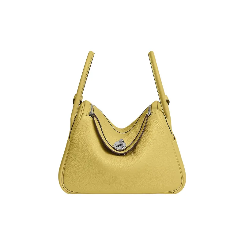 HERMES Lindy Taurillon Clemence Leather Handbag Shoulder Bag Crossbody Bag Regular Women's 0Y Limoncello Lemon Yellow-0