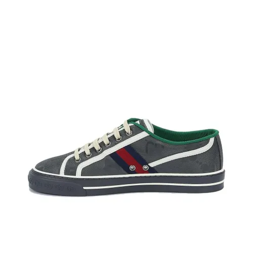 GUCCI Off The Grid Tennis 1977 Low ECONYL Dark Grey GG Blue Red White